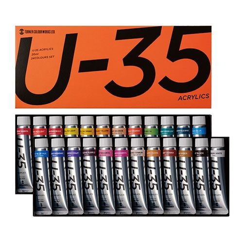 （まとめ買い）ターナー色彩 アクリル絵具 U-35 アクリリックス 20ml 24色セット UA02024C [x3]
