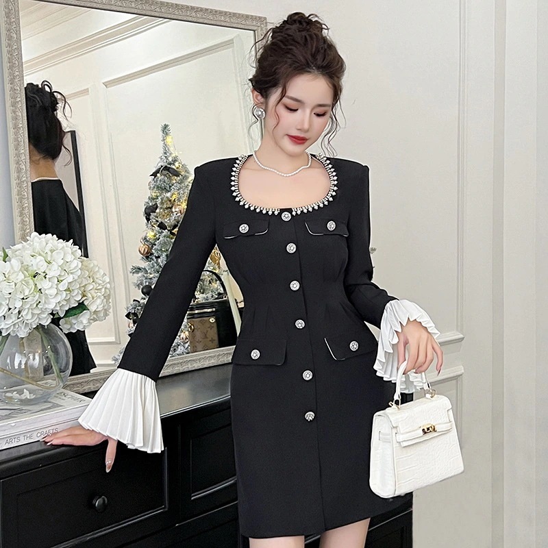 【JY.上品】 2024秋冬新品 ショートワンピース フランス風 ドレス パーティー キャバ 大人 同窓会 披露宴 卒業式 結婚式 演奏会 ウェディング 二次会 メガ割