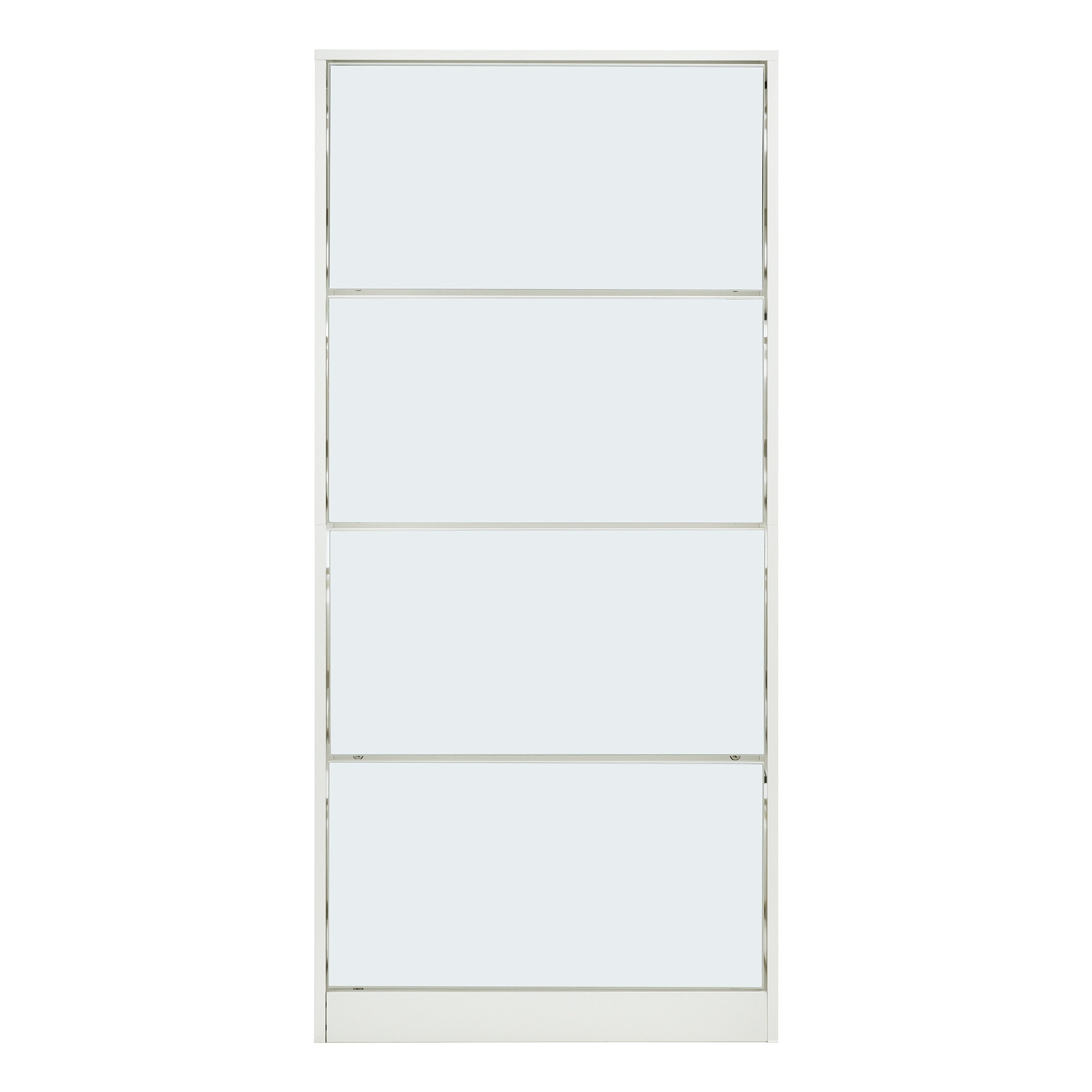 【国内発送,送.料無料】　ホワイト 薄型 4段 シューズラック スリム シューズボックス 靴箱 下駄箱 ミラー 全身鏡 姿見 スリム くつ箱 靴入れ 収納ラック エントランス 靴収納 靴