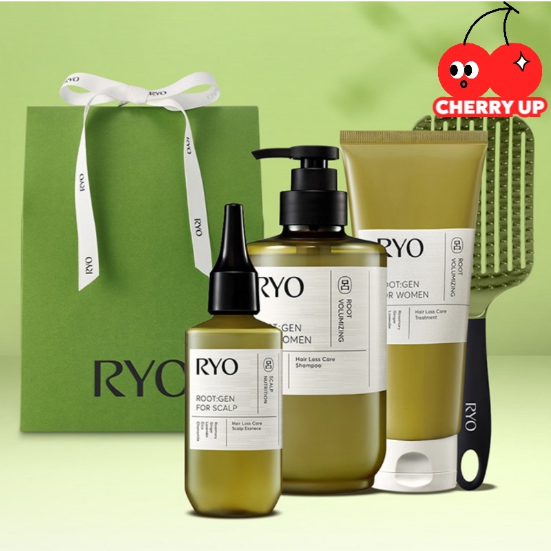 【プレミアムブラシ付き】ルートジェンリカバリーセット（ビーガンボリュームケア シャンプー＋トリートメント＋エッセンス） 産後ヘアスカルプケア 女性向け ビーガン ボリュームケア トリートメント エッセ