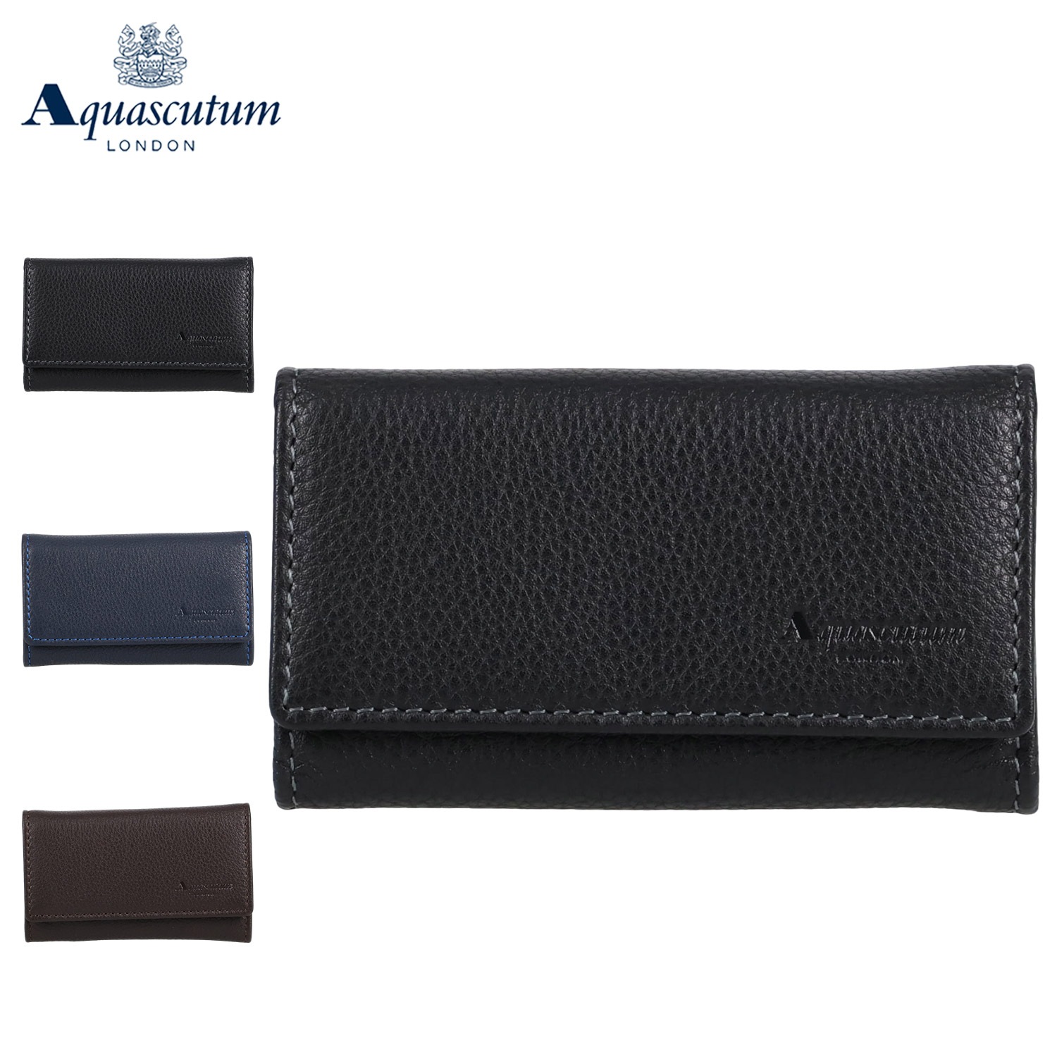 キーケース キーホルダー メンズ 4連 本革 エプソン ブラック ネイビー 黒 AQW-00341