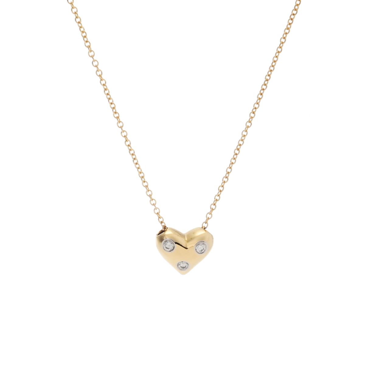 ドッツハート ネックレス 3Pダイヤ レディース K18イエローゴールド Pt950プラチナ ネックレス Aランク 中古 銀蔵 46,200円