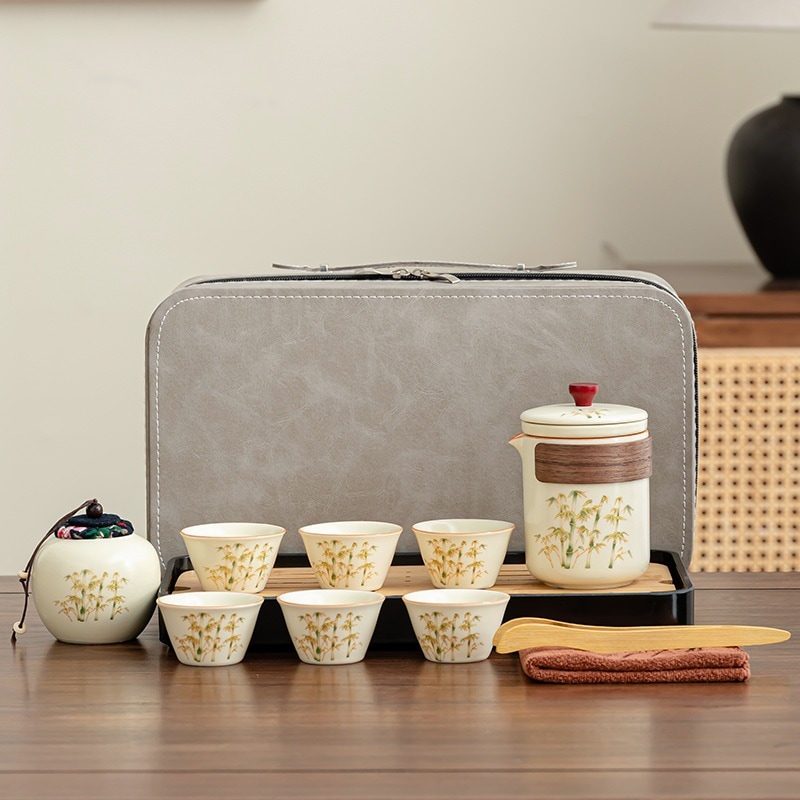 金糸竹韻古韻速客旅行茶器汝窯国風陶磁器セットアウトドアポータブル車載速客杯