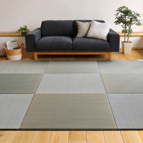 【メーカー直送品】萩原 【6枚組】置き畳フラッタ 四季 約82×82×1.5cm ブルー