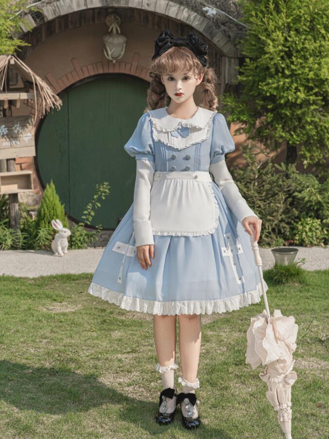 79【新作登場 最安値】 ロリータ 長袖ワンピース　 ゴスロリ コスプレ メイド服 コスチューム 文化祭 学園祭 衣装 仮装 ハロウィン おすすめ 可愛い ドレス　日常　写真　舞台　花嫁