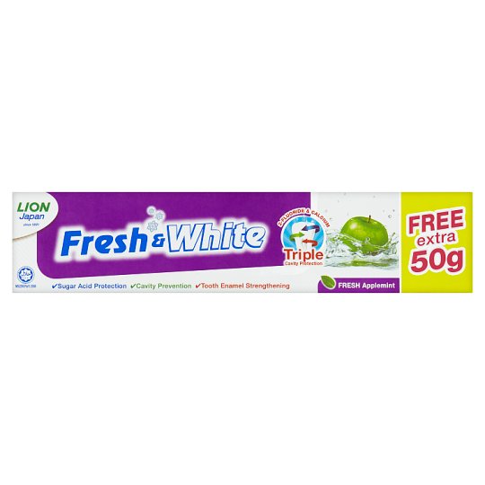 使い勝手の良い Fresh White & Fresh Lion Applemint 50g Extra Free + 225g Toothpaste 歯磨き粉