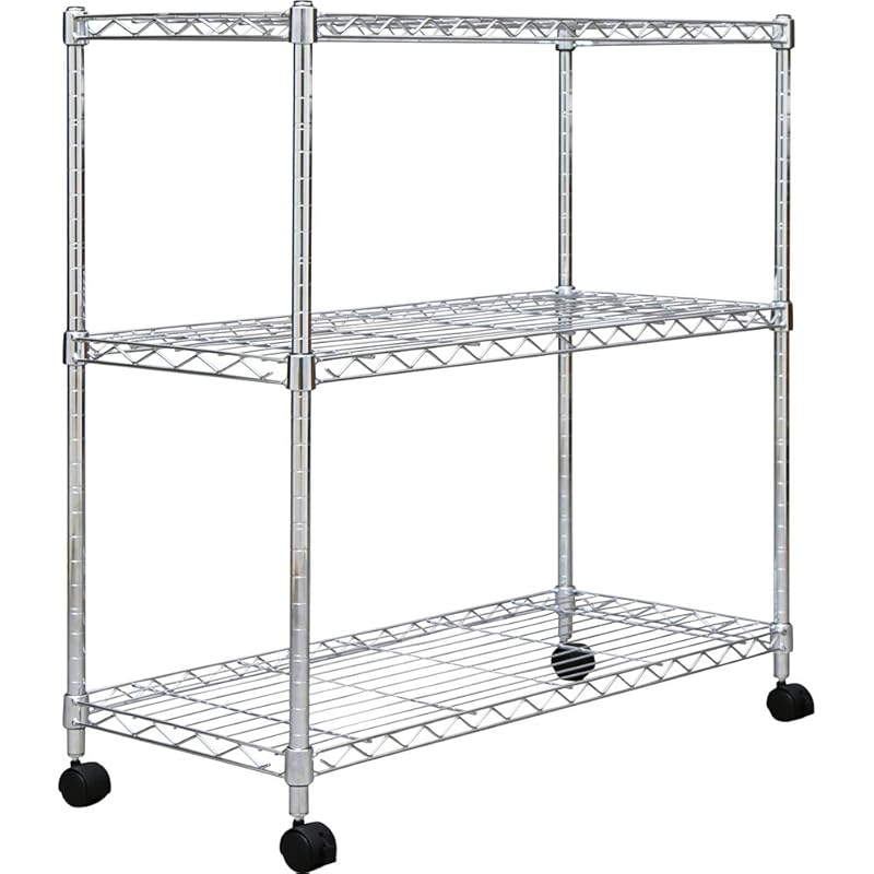 即納：アイリスオーヤマ メタルラック本体 3段 キャスター付き 防サビ加工 ポール径19mm 幅80×奥行35×高さ83cm メタルシェルフ スチールラック サビに強い 銀 SEM-8008