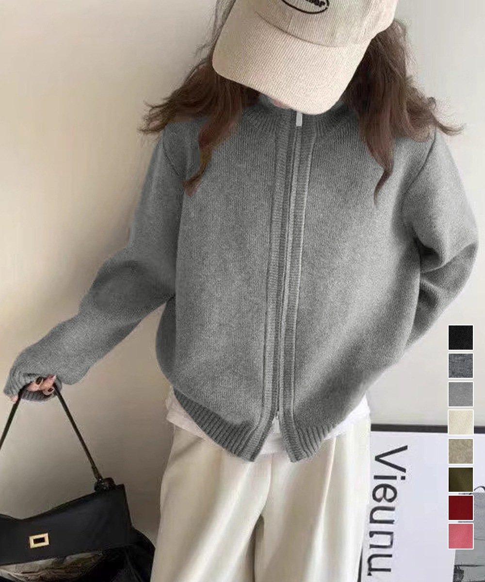 国内即納 ダブルジップニットカーディガンレディース 87HUANYI-001