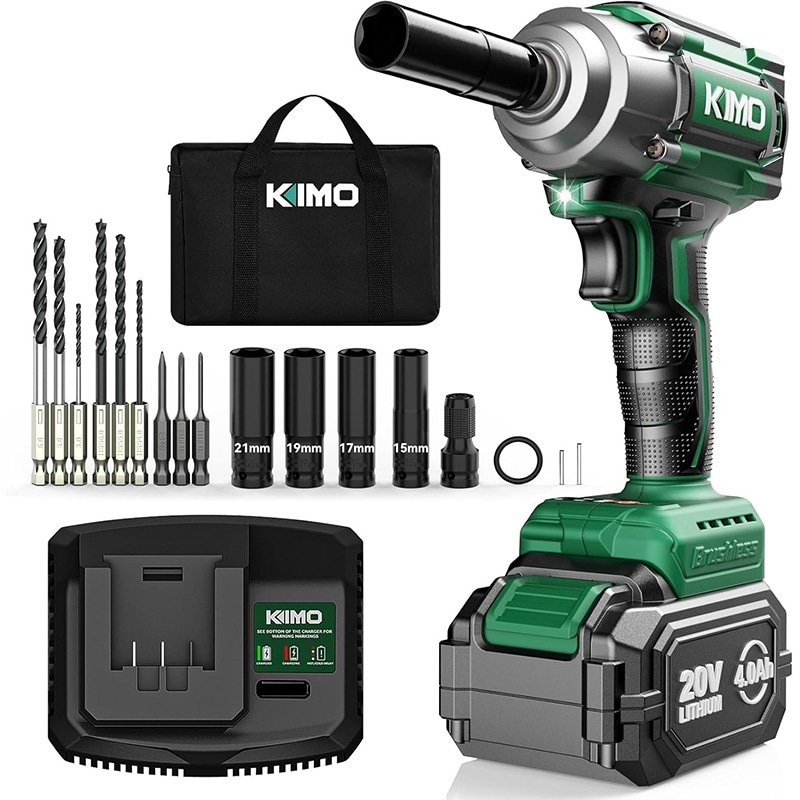 インパクトレンチ 電動インパクトレンチ 充電式 コードレス 無断変速 自動停止モード タイヤ交換 インパクト ソケット7本 正逆切替 最大トルク500N·m ブラシレスモーター 電動レンチ