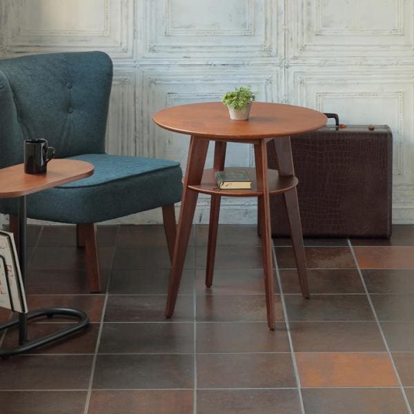 サイドテーブル カフェ 60×60cm 円形 丸型 サブテーブル ソファサイド ベッドサイド 棚 リビング 北欧 ナチュラル おしゃれ カントリー