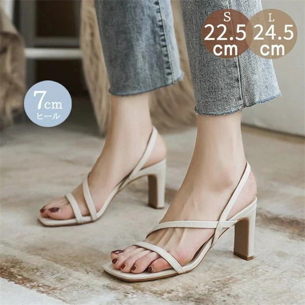 【激安本日限定】22.5-24.5cm 華奢ストラップサンダル サンダル レディース ストラップ ストラップサンダル ヒール7cm アンクルストラップ おしゃれ 痛くない 歩きやすい キレイめ 旅行z