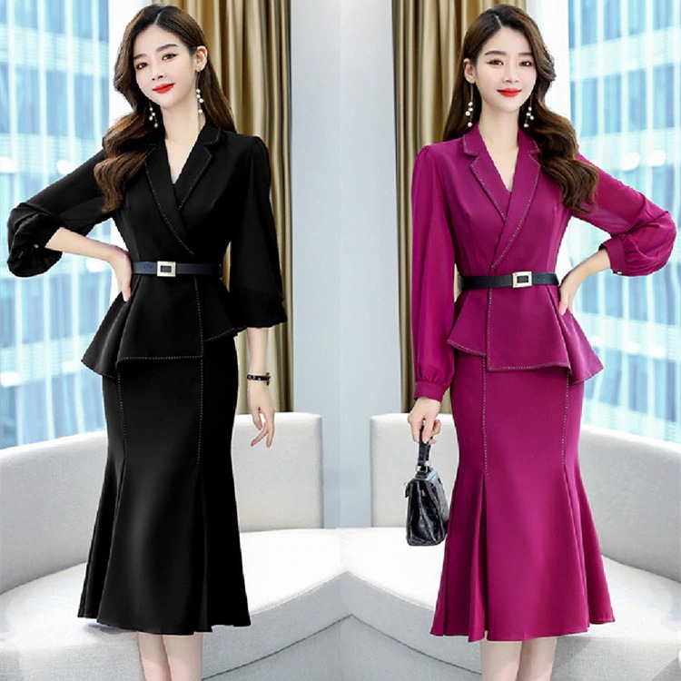 セットアップ レディース スカート 春 秋服 ブレザー マーメイド 長袖 2点セット 結婚式スーツ