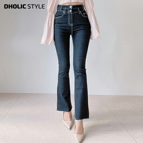 [メガ割りSALE]2ボタンハイウエストステッチフレアデニムパンツ・p628825 5,768円