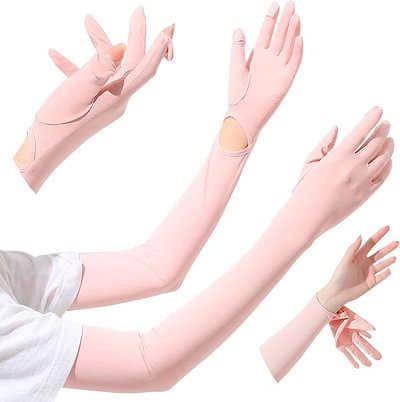 他サイト： アームカバー レディース UVカット 冷感 ロング 指先までフルカバー フリップ仕様 日焼け止め UPF+50( ピンク)の商品画像