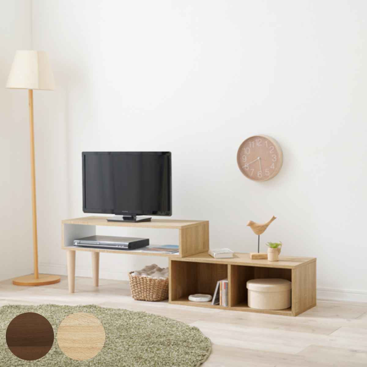 テレビ台 伸縮式 北欧風 オープンタイプ 幅75-135cm テレビラック TV台 TVボード 伸縮 コーナー リビング収納 TVラック 収納 ラック コーナー型 木目調 シンプル 引き出し