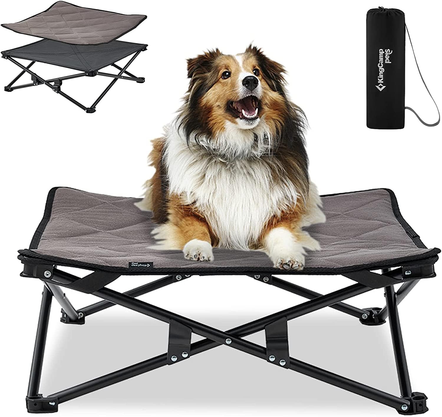 KingCamp ドッグコット 犬用ベッド ペットベッド アウトドア 折りたたみ 洗える クッション付き 地面から離れ キャンプ 中型犬用 M