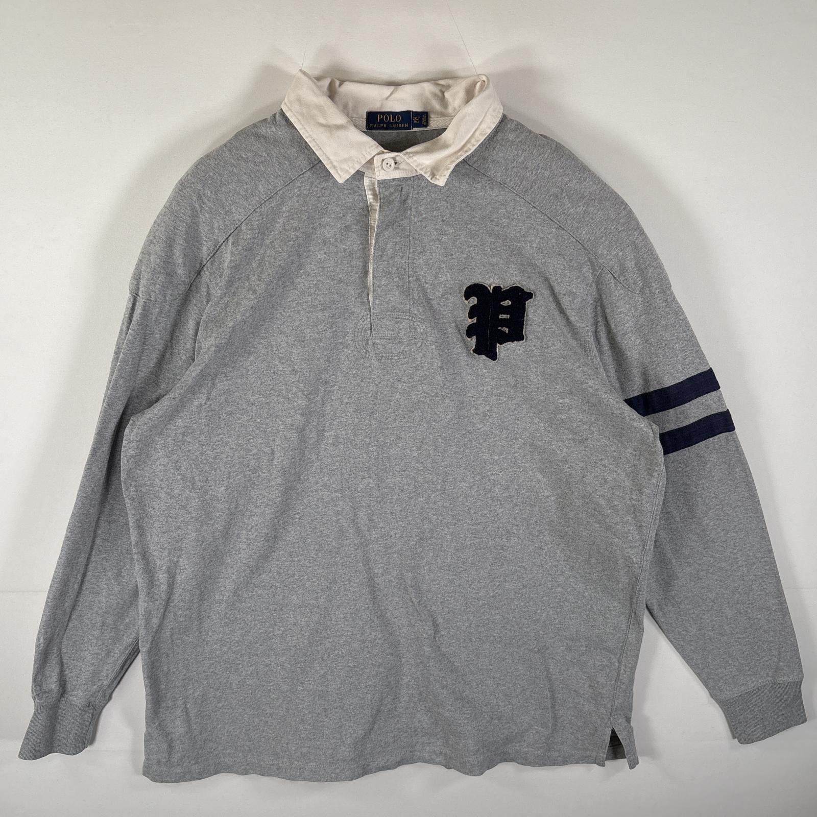 古着 ラガーシャツ 長袖 フロッキー ゼッケン 46 スウェット 2XLT ライトグレー メンズ