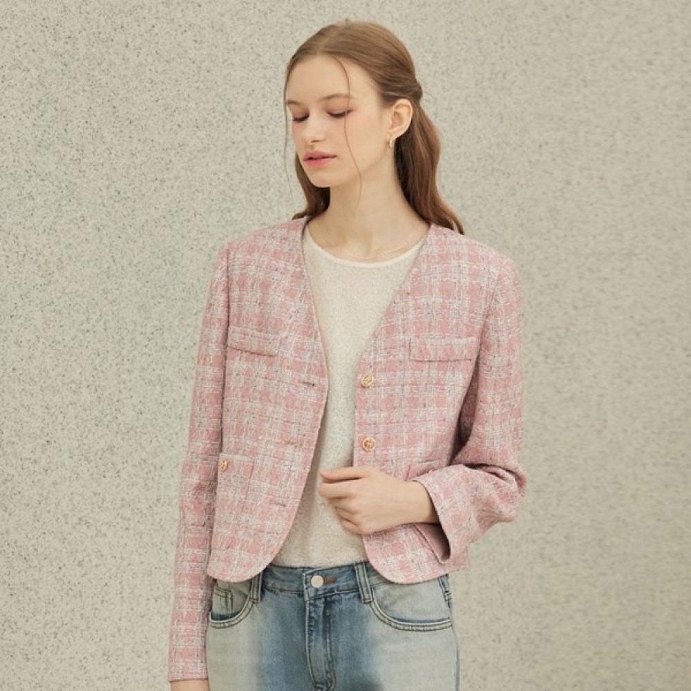 (リアーナニューヨーク) Vネッククロップツイードジャケット RSCWJK050