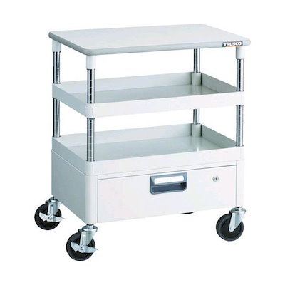 TRUSCO ツールワゴン フェニックスワゴン 省音 600X400 H880 引出付 スライド1段 ホワイト ▼114-6172 PEW-961M1VXZ-W 1台 トラスコ TRUSCO PEW-772VT-W ツールワゴン フェニックスワゴン 省音