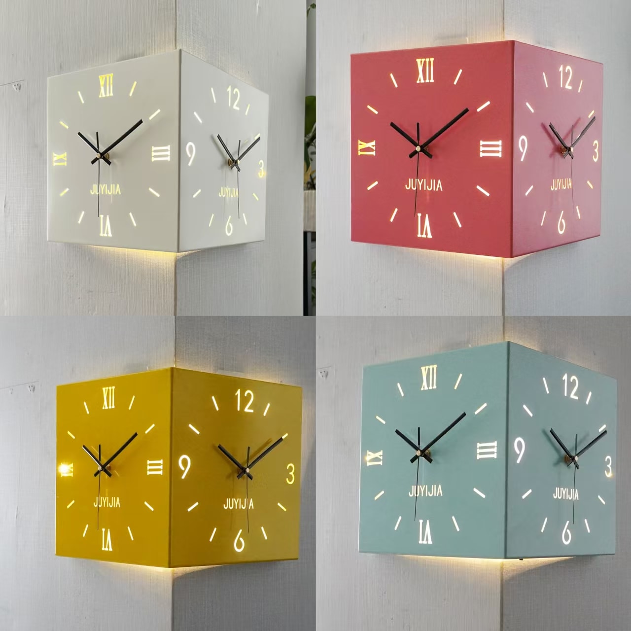 両面無音壁時計 5色 ハンドメイド 木製 立体 両面時計 韓国おしゃれ時計 インテリア 壁掛け時計 ウッド素材 時計 無音時計 韓国製時計 韓国ハンドメイド 韓国製インテリア 韓国製壁掛け時計