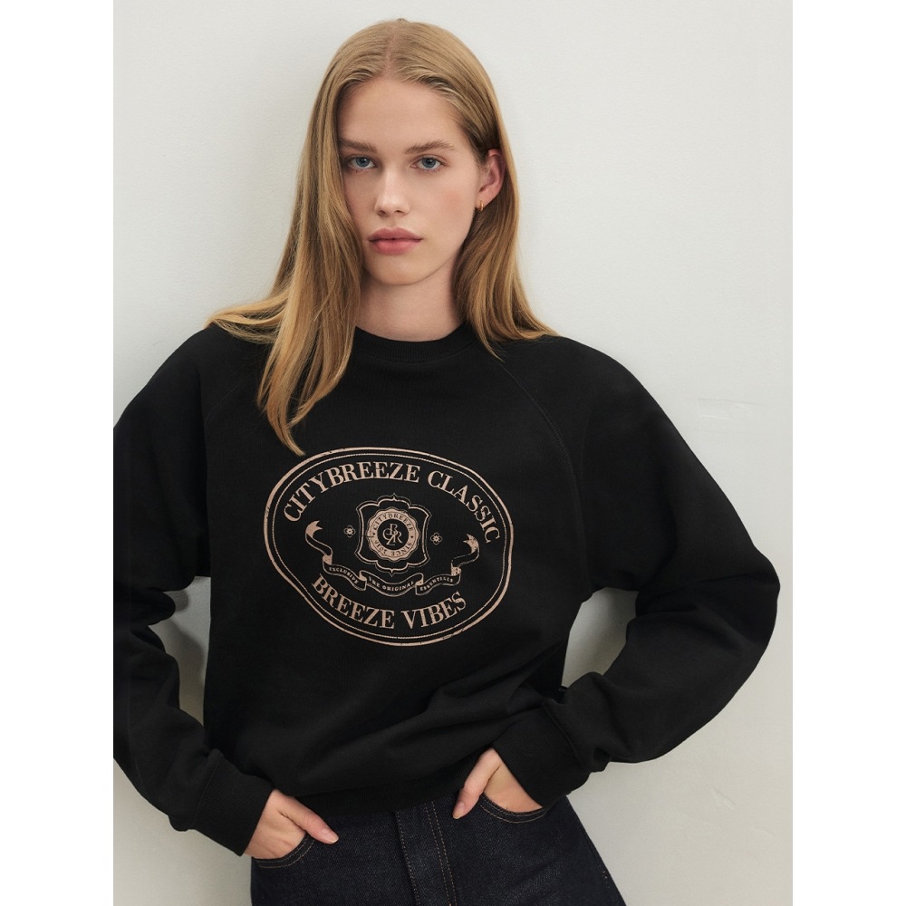 シティブリーズプレッピーエンブレムスウェットシャツブラック