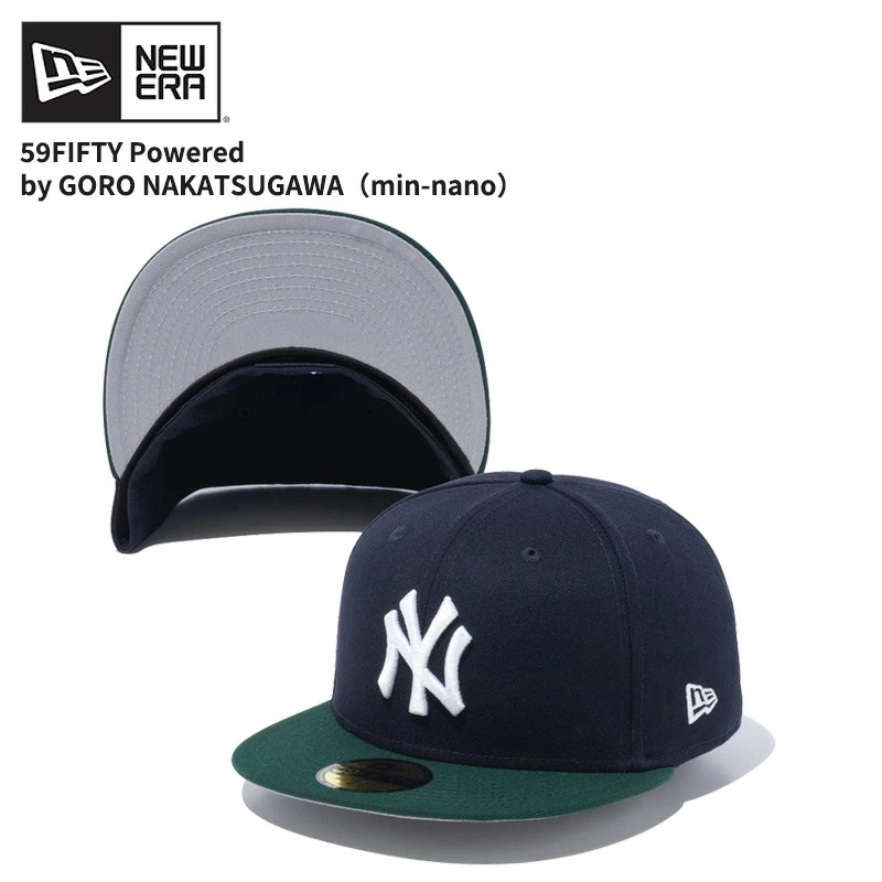 ニュー エラ NEW ERA 59FIFTY Powered by GORO NAKATSUGAWA（min-nano）ニューヨークヤンキース ネイビー ダークグリーンバイザー キャップ 帽子