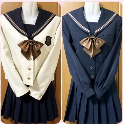 岡山県 岡山南高校 女子制服（白ジャケット・冬セーラー服上衣・リボン・スカート）４点セット 岡山南高等学校