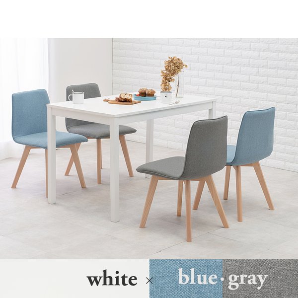 ダイニングセット 5点セット テーブル ホワイト チェア ブルー グレー 机 幅110 椅子 ラバー