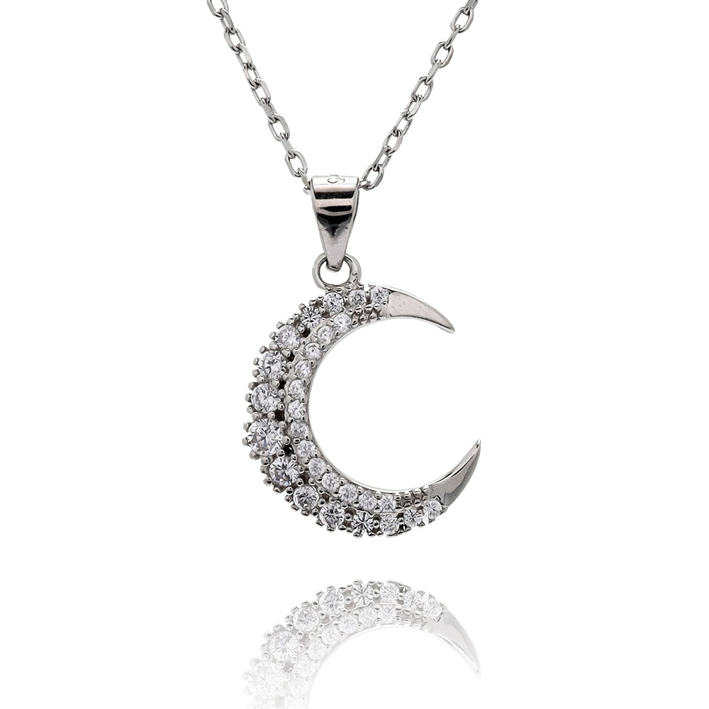 S925 三日月 月 ネックレス 銀 [fhns010-silver]