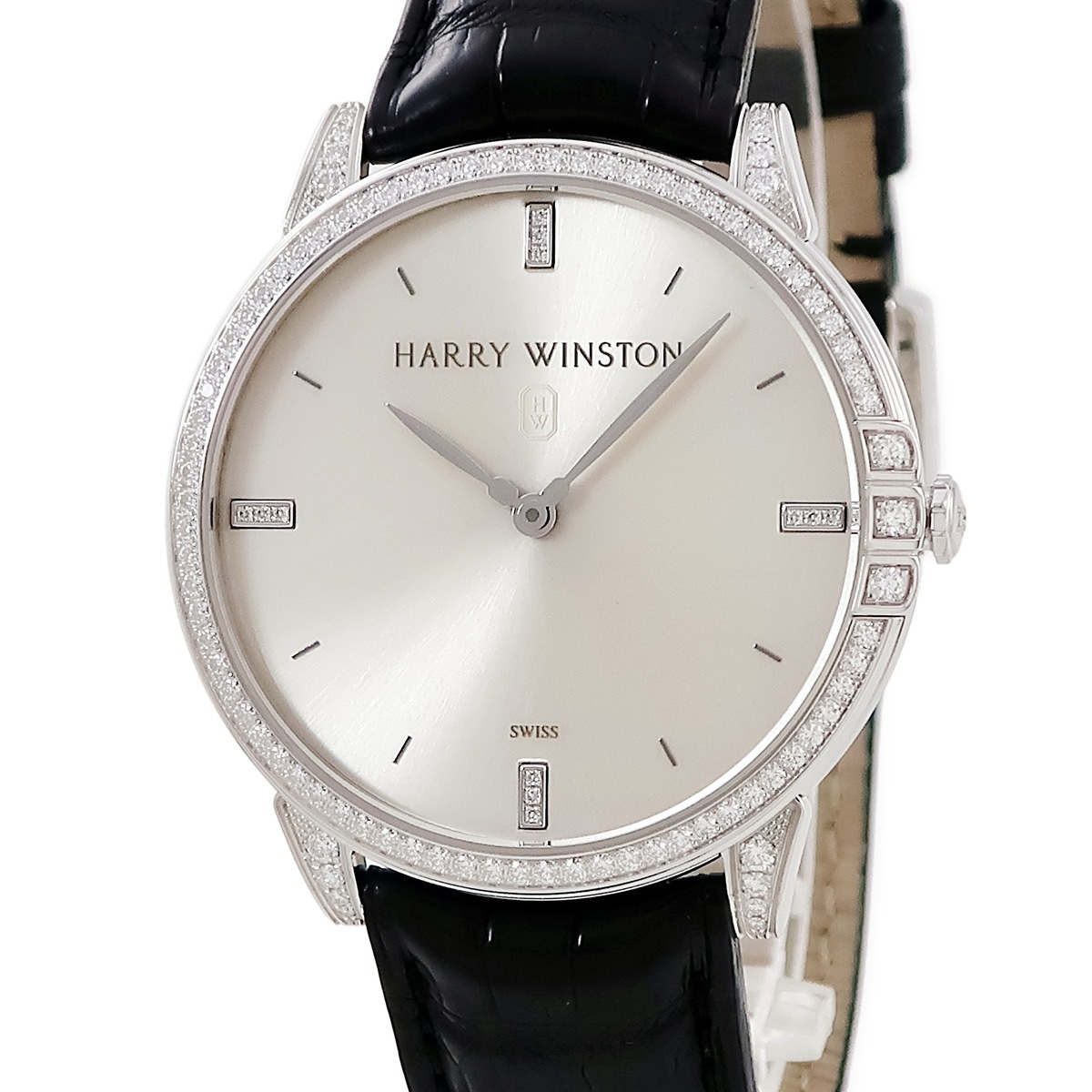 ミッドナイト 39mm MIDQHM39WW002 クオーツ メンズ K18WG無垢 純正ダイヤ ラウンド バー 3年保証