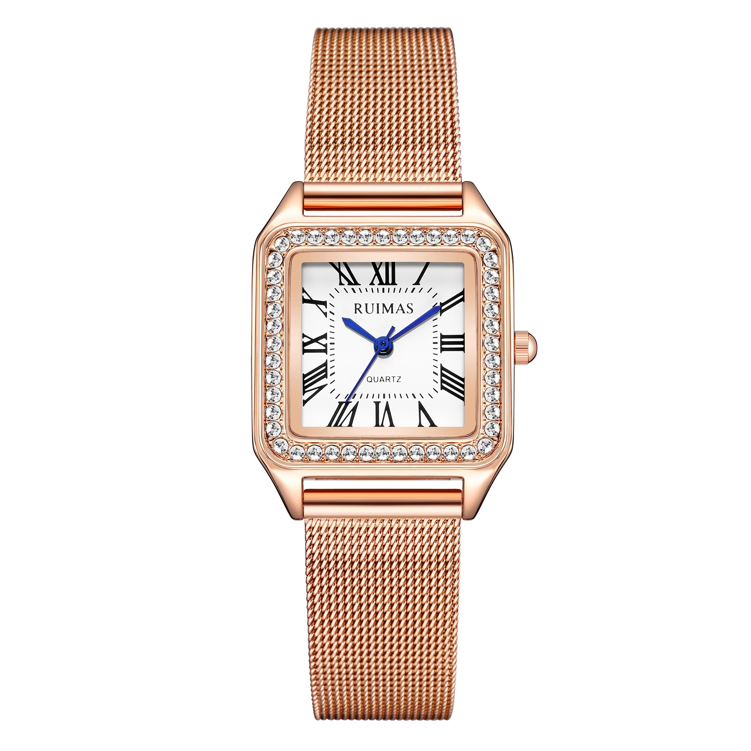 レディース 腕時計 ローズゴールドメッシュベルト ファッションクオーツ ウォッチ 防水ピンクゴールド 女性ホワイト時計