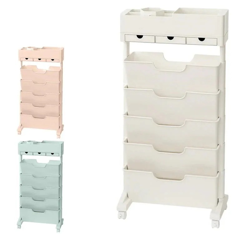 【10点セット】薄型 ファイルワゴン サイドワゴン 新聞ラック ファイル スリム 書類収納 書類棚 教科書 絵本 新聞17