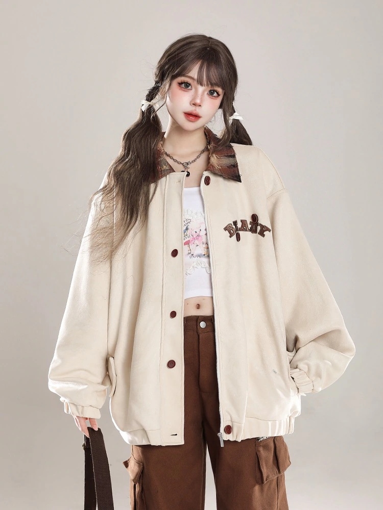 24 長袖 アウターかわいいジャケット 韓国トップス異素材 羽織りレディースコーデカジュアルシルエット裏ゆったりファッション系サイズ丈色っぽ 女っぽきれいめ大人合成フェイク風黑