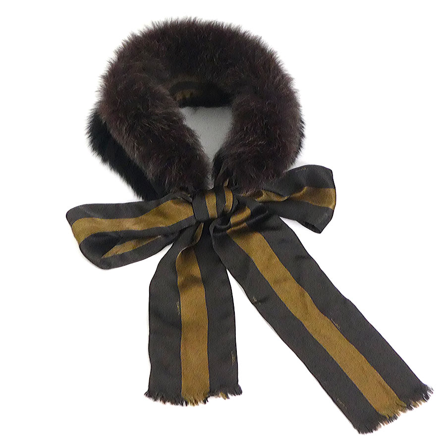 フェンディ FENDI ストール フォックス/ラビットファー/シルク ブラウン系 レディース r10480a 22,350円