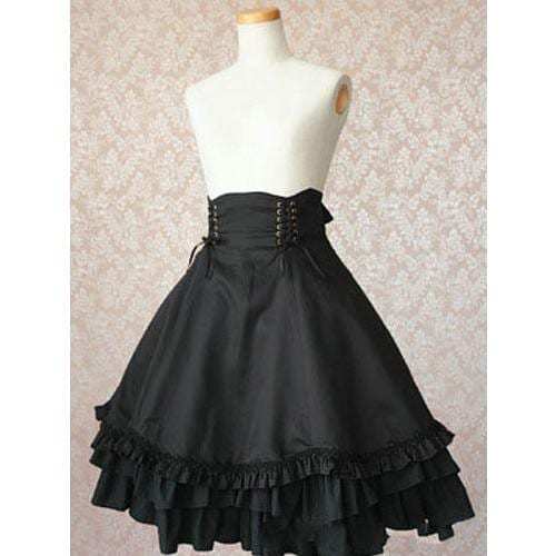 ゴスロリスカート　ブラック　ロリータ服　ハイウエスト　アイドル衣装　スカート　ゴシック　リボン　ロリィタスカート　-66