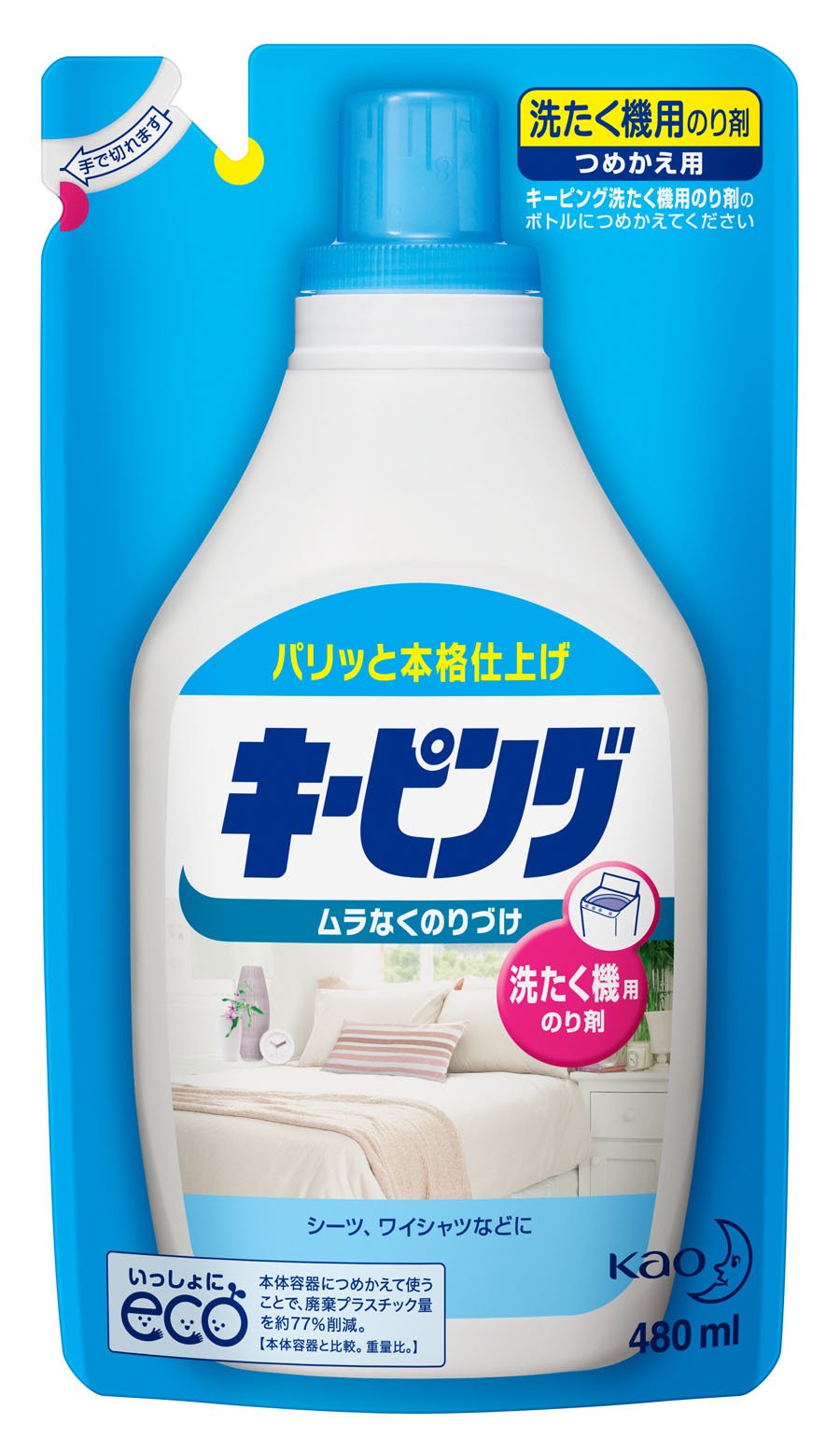 【全国送料無料】 キーピング 衣料用のり剤 洗たく機用 詰替用 480ml