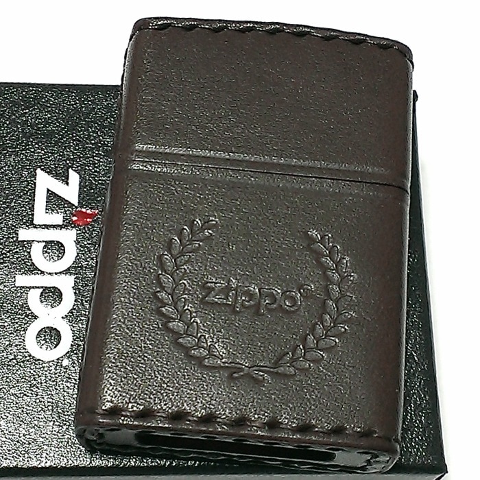 ZIPPO ライター 革巻き ダークブラウン ジッポ ロゴデザイン レザー シンプル 本牛革 濃茶 かっこいい 皮 メンズ 渋い ギフト プレゼント 9,800円