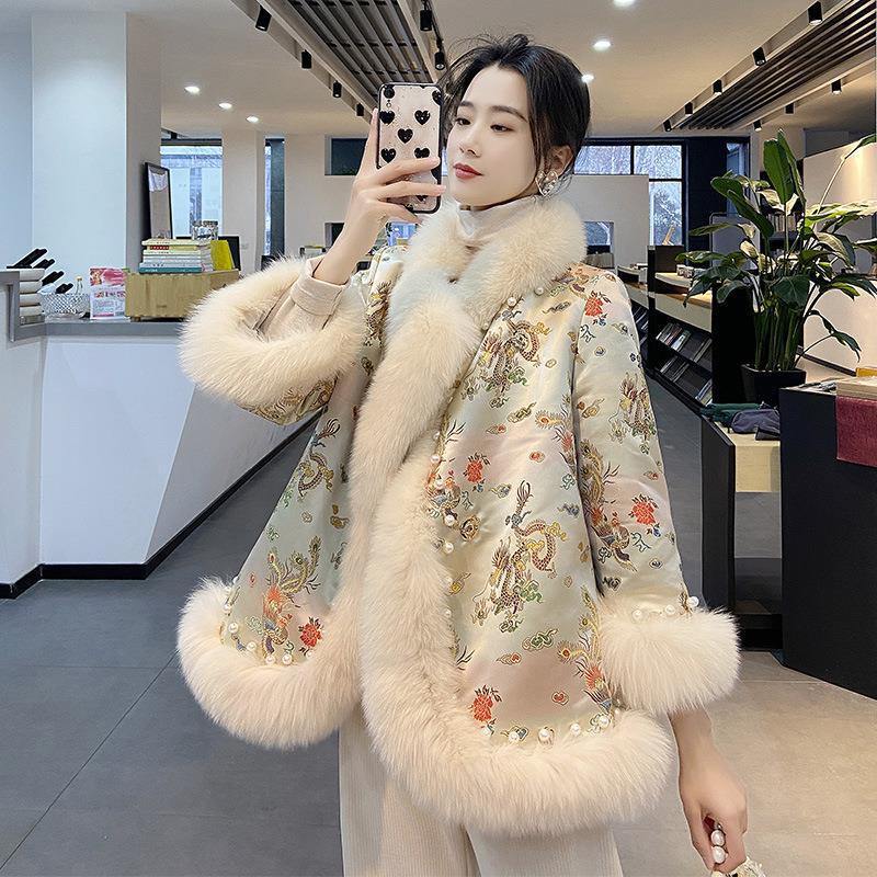 品質いいな新品 毛皮コート レディース ファーコート Aライン アウター フェイクファー 着痩せ ふわふわ もこもこ 暖かい 防寒 中国風 アウター お洒落 冬新作