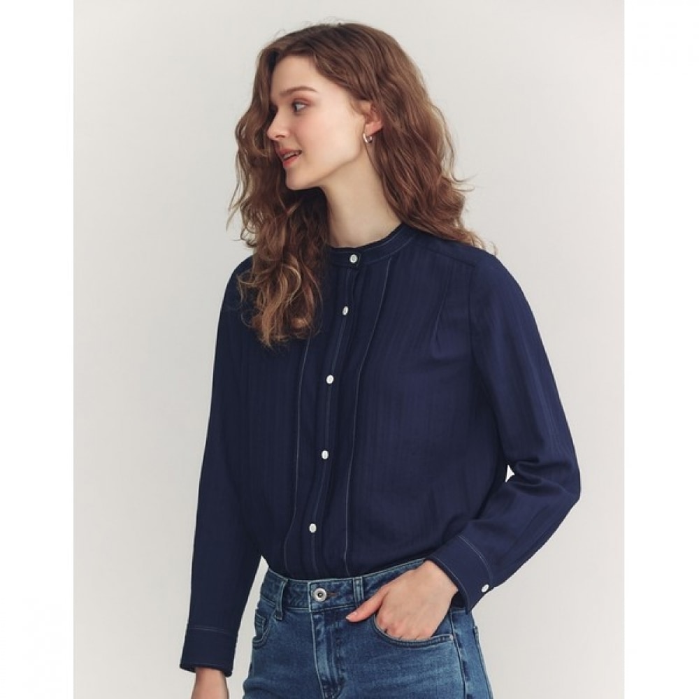 (ヘッジズレディース) 24FW レースコットンブラウスネイビー HSSH4C704N2