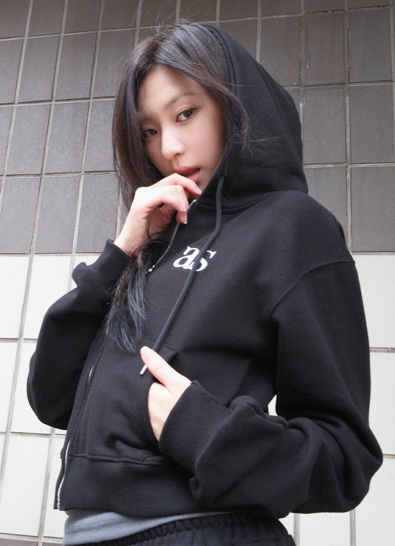 【AS"ON】 BASIC TRAINING HOOD ZIP-UP / BLACK 正規品