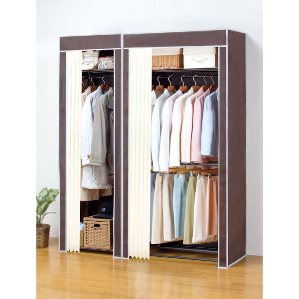 ファミリーライフ 選べるカバー付きクローゼットハンガー 60幅 上下棚(04017) メーカー直送