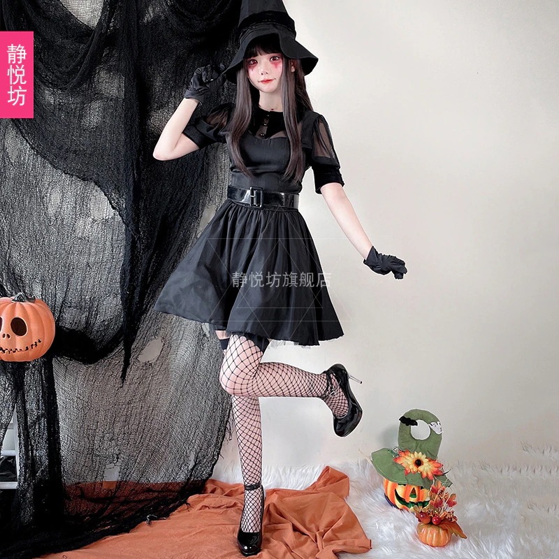 ハロウィン大人用コスムブラックマジシャン魔女魔女コスム仮装パーティーコスムパンプキンヴァンパイアデーモンコスム