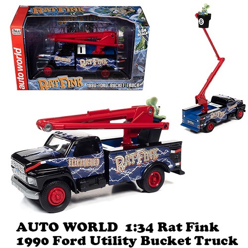 ダイキャストメタル 1:34 Rat Fink 1990 Ford Utility Bucket Truck ラットフィンク ミニカー