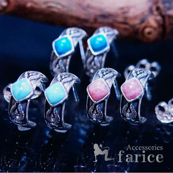 インディアンジュエリー ピアス イーグル 鷲 天然石 メンズ シルバー925 ターコイズ/インカロー