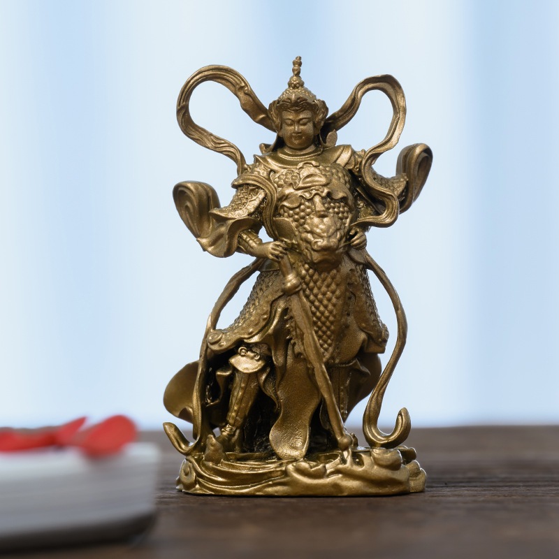 手作 韋陀菩薩像 黄銅製の正義と平和の守護者家庭や書斎で災厄を払い心の安定をもたらす存在