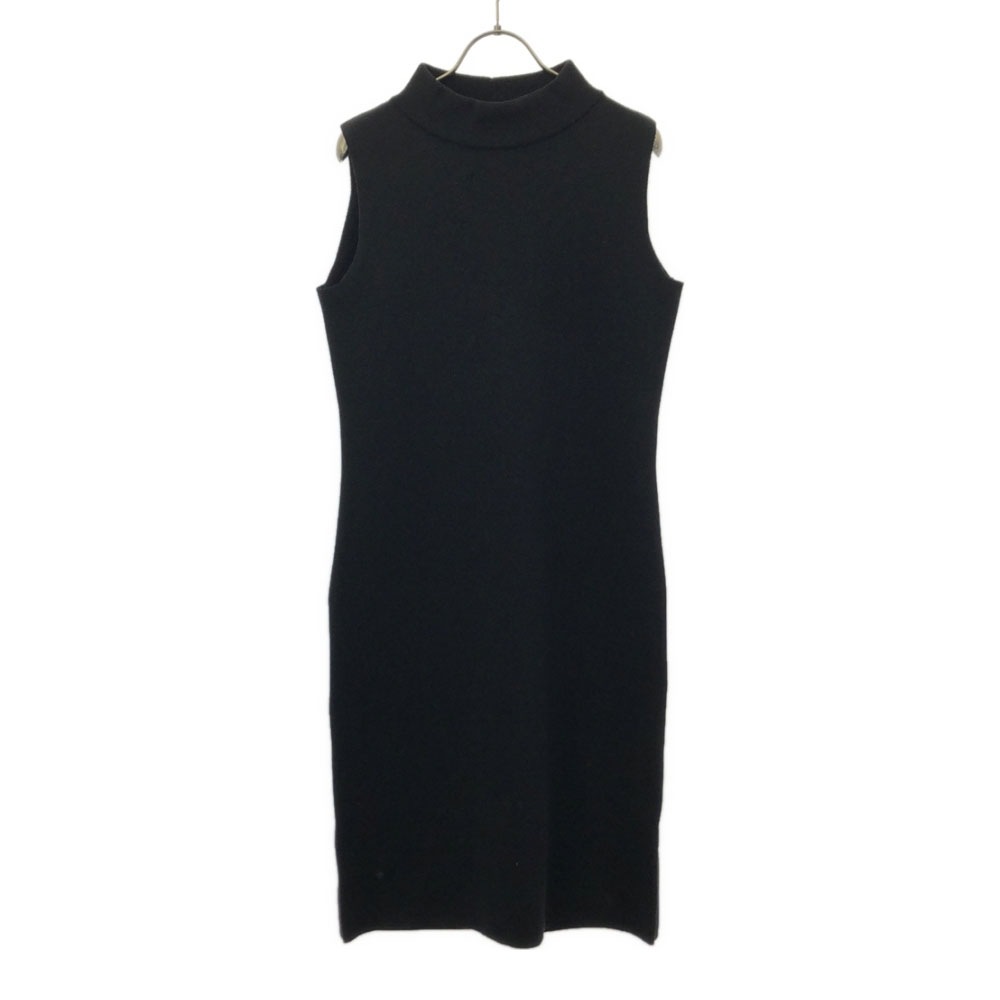 ウール100% イタリア製 ノースリーブ ハイネックニット ワンピース S ブラック レディース