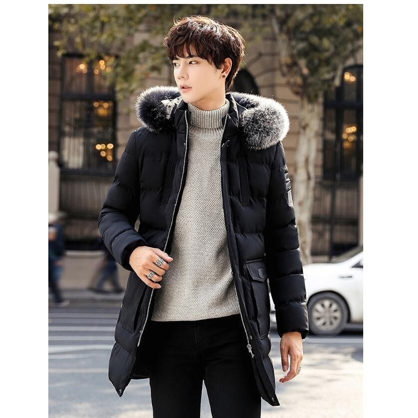 高品質 中綿ジャケット アウター 暖かい ロング丈コート メンズ 無地 防寒 厚手 秋冬 お洒落 冬服/大きいサイズM4ＸＬ/フード付き/ファー/格好いい
