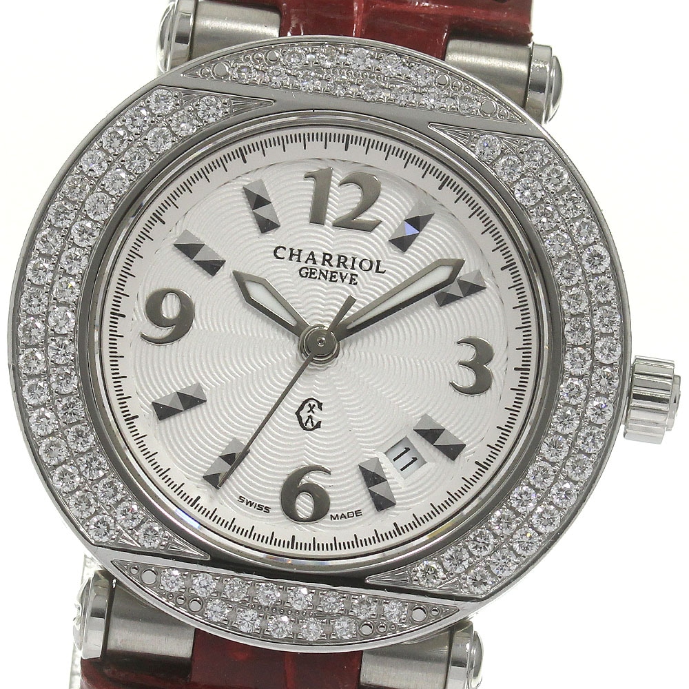 シャリオール CHARRIOL CCR30.1N コロンブス デイト ダイヤモンド クォーツ レディース _840464【中古】