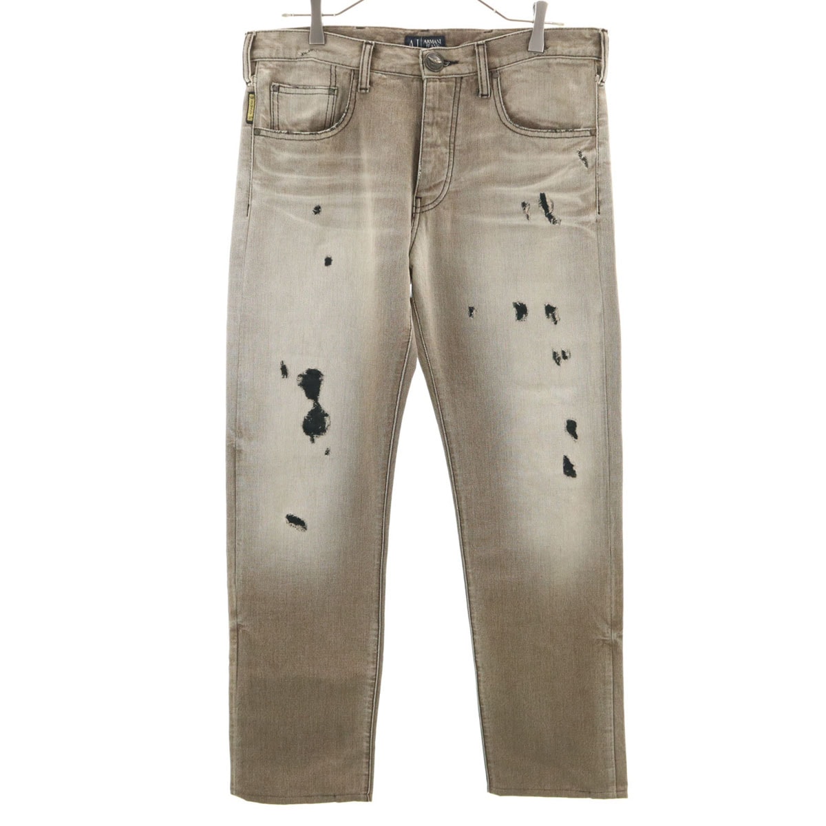 ARMANI JEANS アルマーニジーンズ ヴィンテージ加工 ストレートパンツ W30 ブラウン メンズ 古着