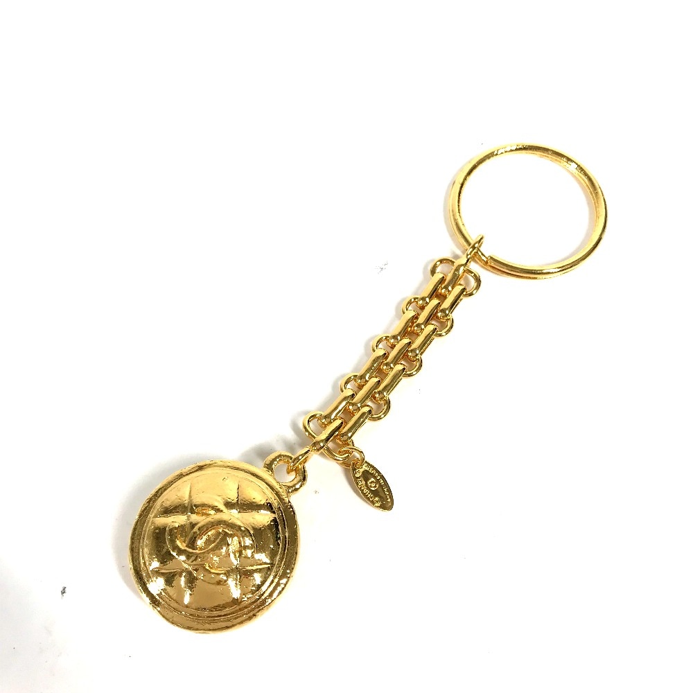 キーホルダー CC ココマーク ヴィンテージ チェーン バッグチャーム マトラッセ キルティング メタル ゴールド
